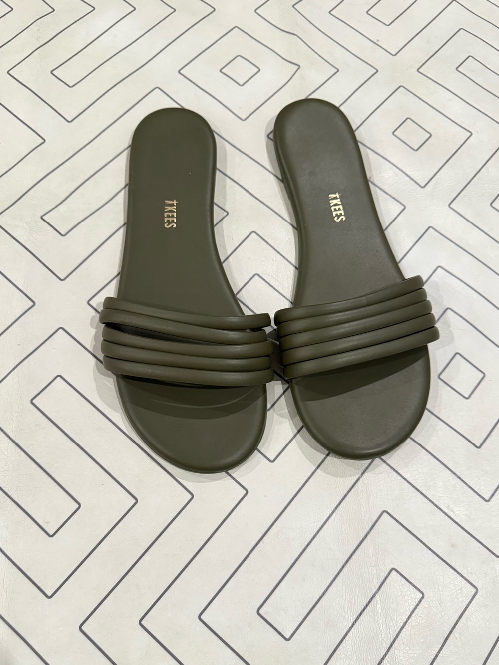 TKEES Women's Olive Green Slide Sandals